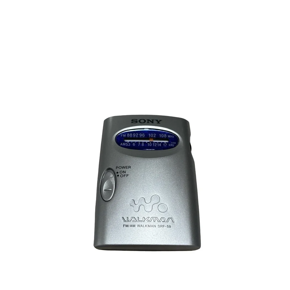 Sony SRF-59 AM/FM Walkman Radio Silver with Belt Clip Tested Working